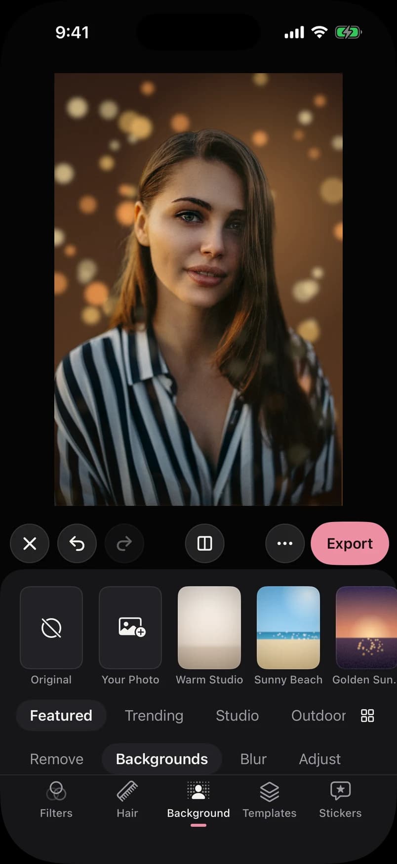 Background tools in the CamCam editor